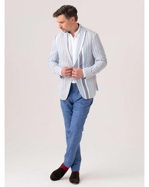 Koy Clothing Blue Lamu Striped Kikoy Blazer for men
