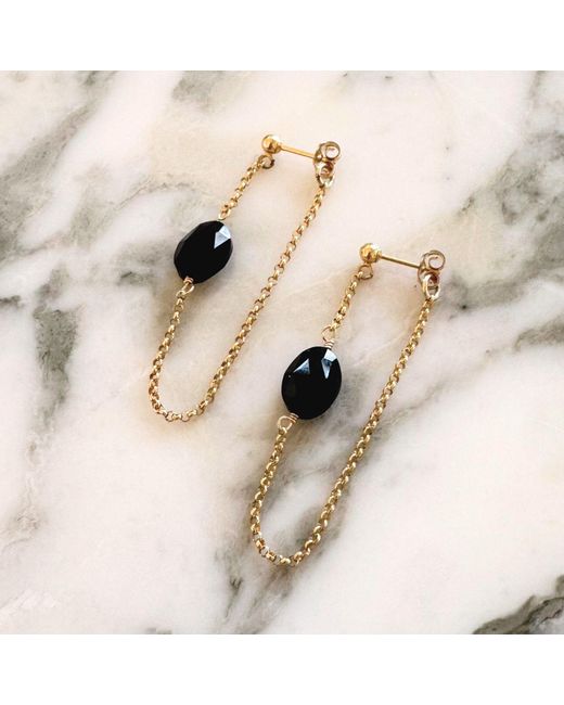 Herself Collections Metallic Onyx Gemstone Earring