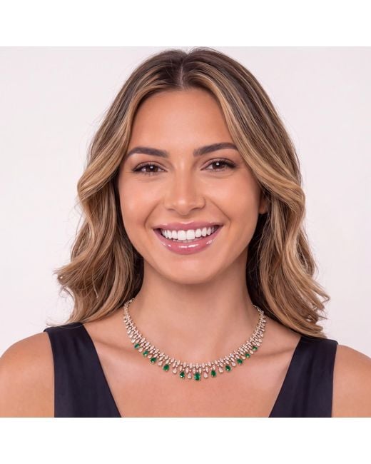 Latelita London Metallic Duchess Emerald Statement Necklace