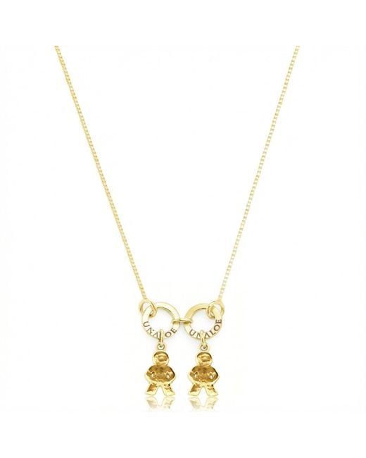Unaloe Metallic Vermeil Necklace With Child Charms – Hammered Boy And Girl Silhouette Pendants, Personalised Family Keepsake Jewellery