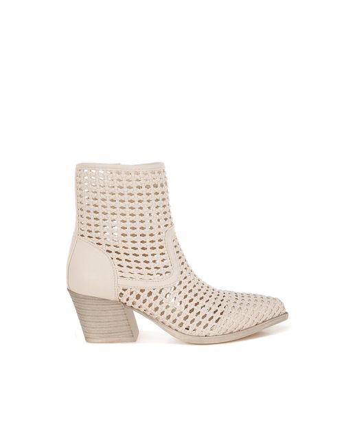 Rag & Co Natural Artisole Woven Pleather Block Heel Boots