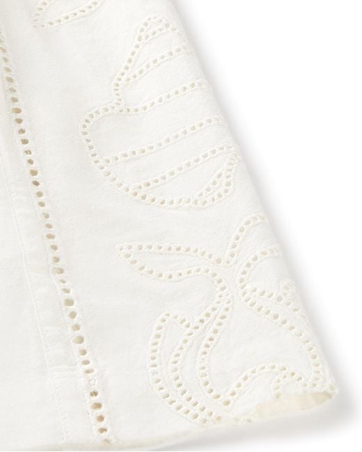 Thinking Mu White Shorts Embroidered Geranio
