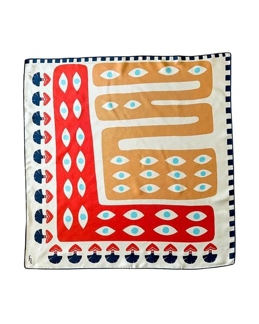 Folie Living Red Apple Of My Eye Silk Scarf Small