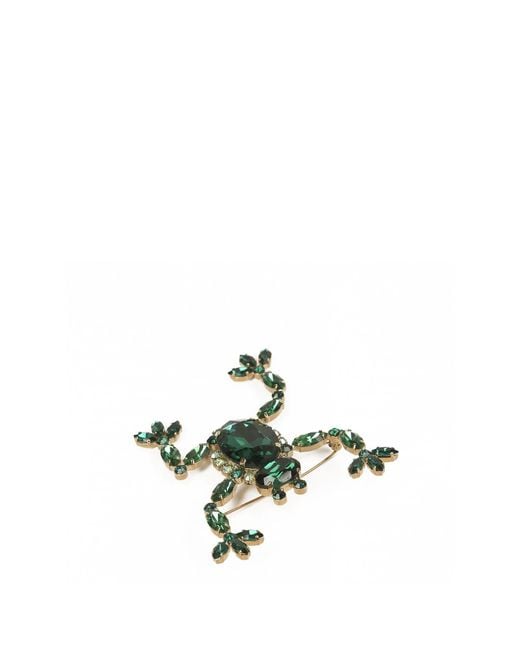 Addicted Green Mabel Frog Shaped Brooch With Emerald Crystals