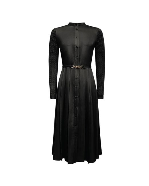 Roch Perel Black Cable Knit And Satin Dress
