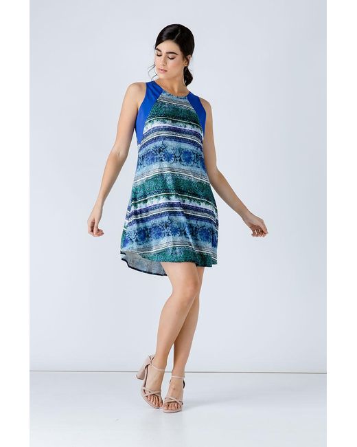 Conquista Blue Royal Print Dress