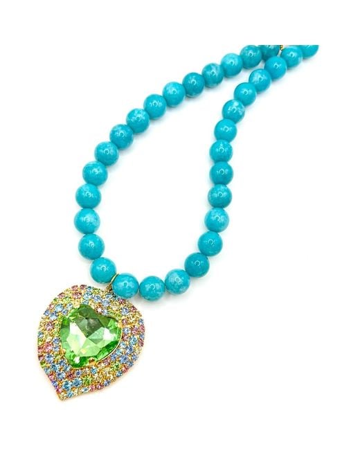 Achala Handcrafted Blue Heart Statement Necklace