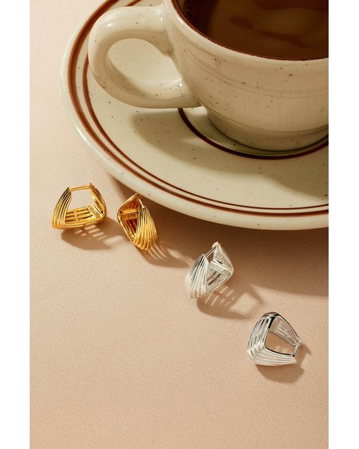 Vanhi White Juno Ridged Chunky Hoops