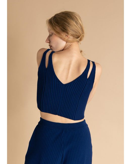 SALANIDA Blue Donna Ribbed Crop Top