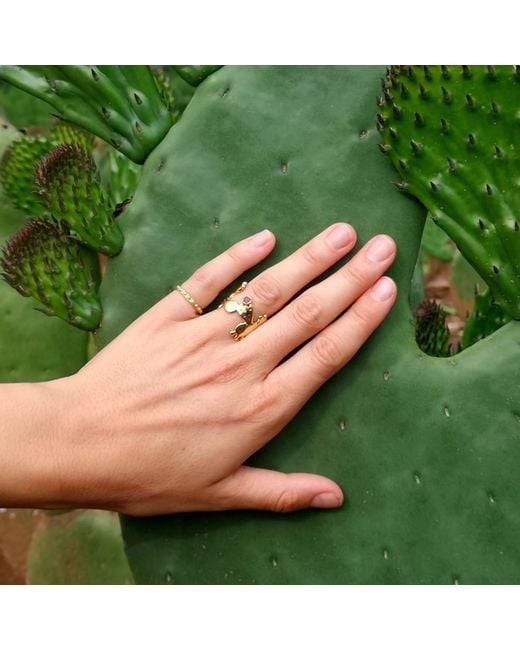 Sophie Simone Designs Metallic Cactus Ring With Ruby