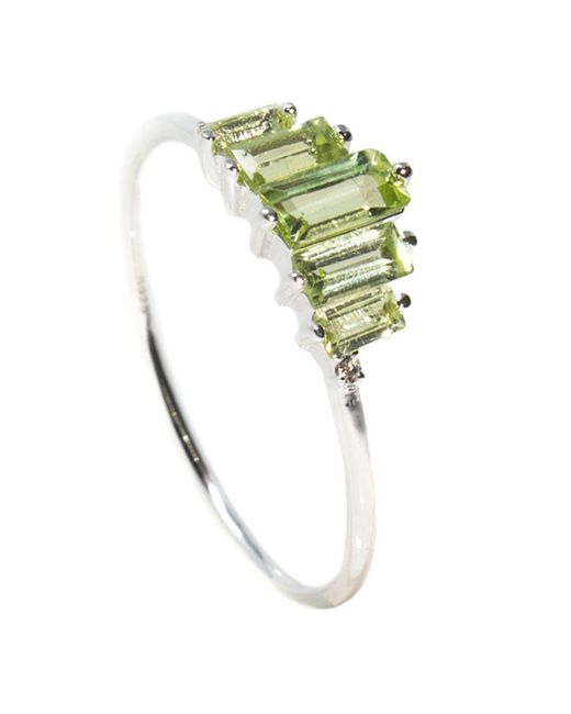 NASI SILVER Green Aaliyah Baguette Ring- Peridot & Topaz