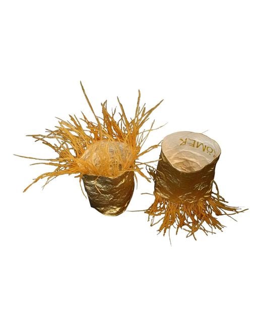 Romer Millinery Yellow Morphy Moldable Cold Cuff Silk With Feather Detail
