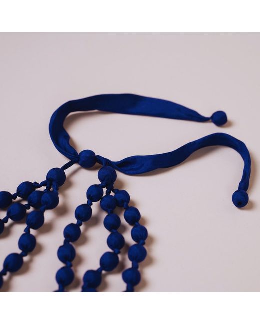 Silk and Bears Blue Cobalt Hand-Knotted Silk Bead Necklace – Triple Strand