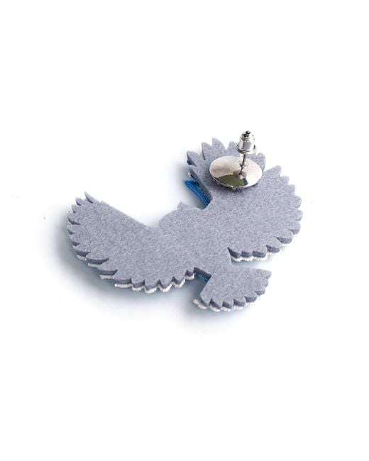 Nana Watanabe Blue Flying Bird Layered Embroidered Earrings