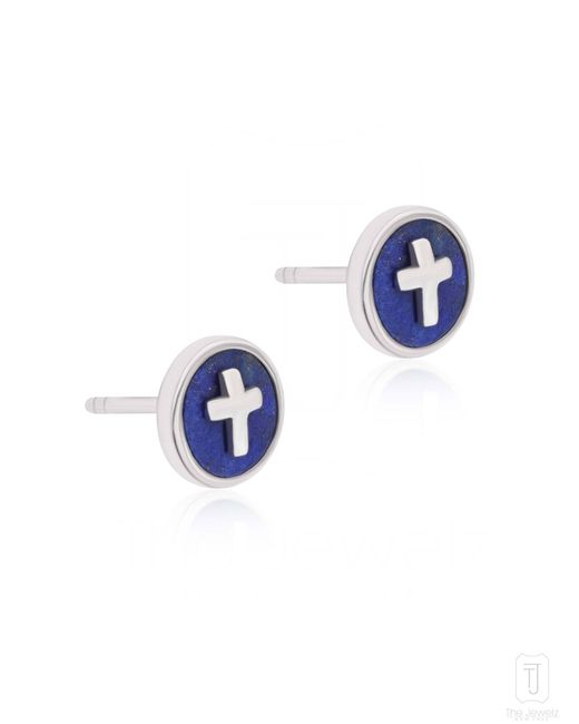 The Jewelz Blue Lapis Horizon Cross Studs For for men