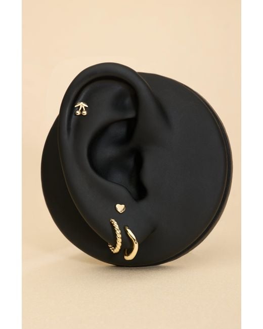 Vanhi White 14K Solid Heart Flat Back Stud