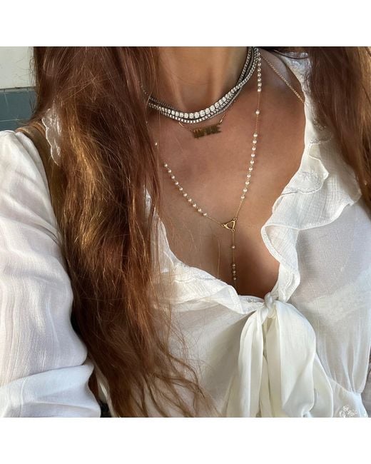 Leni James Metallic The Paloma Pearl Rosary Necklace