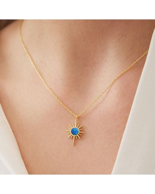 Spero London Metallic Opal Northernstar Sterling Pendant Necklace