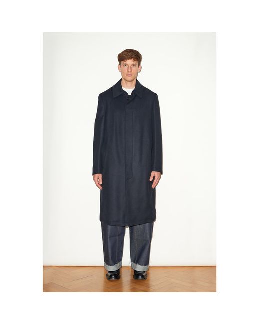 Hegarty Blue Single Breasted Cashmere Overcoat for men