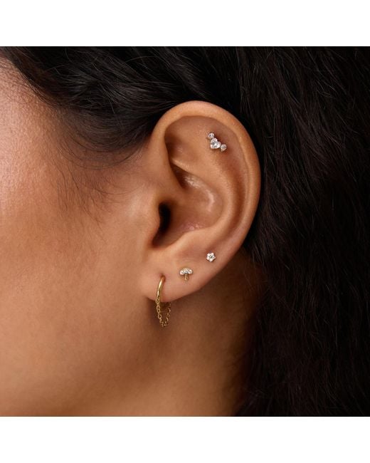 Vanhi White Crystal Flower Threadless Flat Back Titanium Cartilage Stud