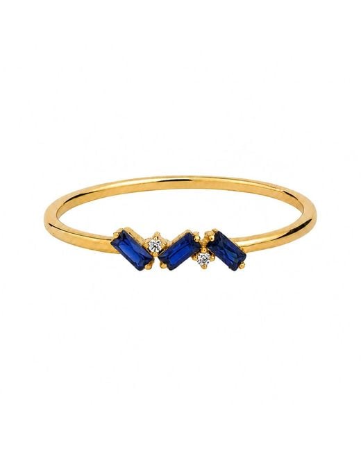 Belinda Jewelz Blue Sapphire Triple Baguette Birthstone Ring