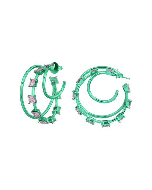 Lavani Jewels Green Motoko Triple Hoops