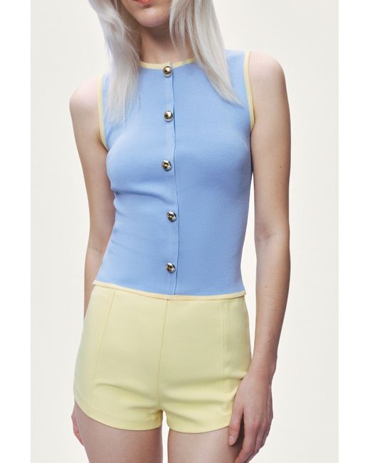 Nocturne Blue Button-Embellished Knit Top