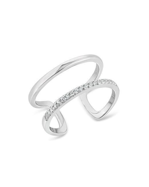 SALLY SKOUFIS Metallic Rythm Ring With Made Cz Diamond Stimulant