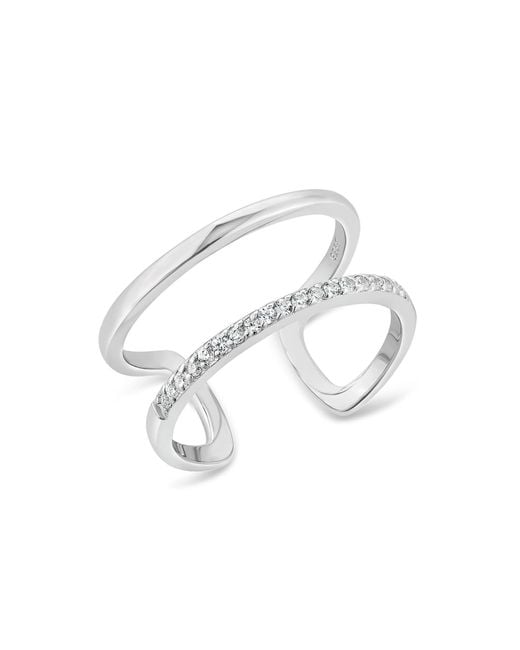 SALLY SKOUFIS Metallic Rythm Ring With Made Cz Diamond Stimulant
