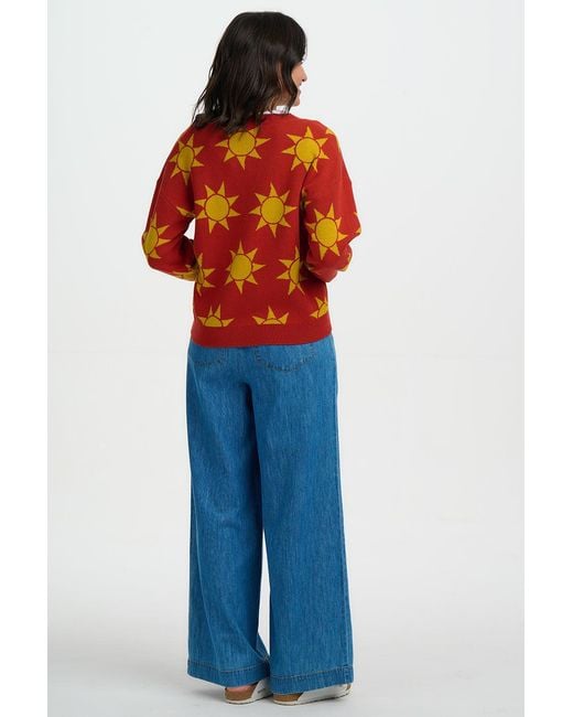 Sugarhill Orange Angelica V Neck Cardigan, Rusty, Canyon Sunshine