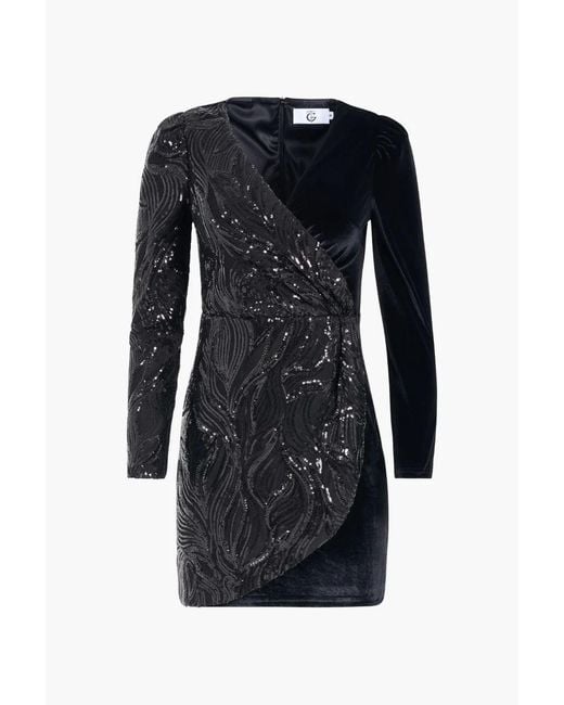 The Gt Atelier Black V Neck Fitted Mini Dress