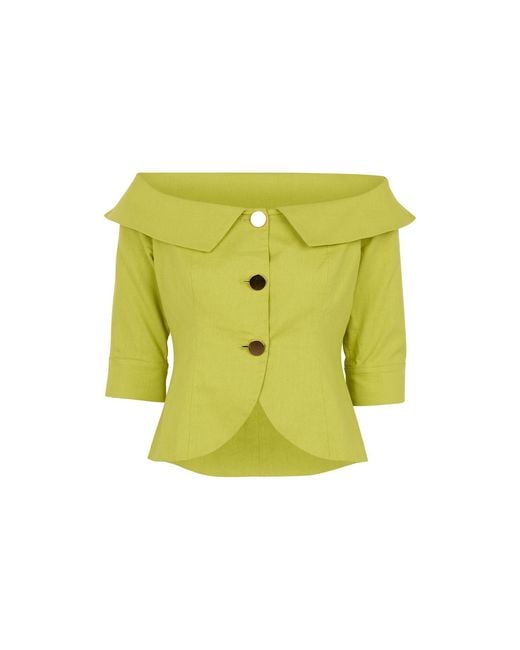 Zetaye Yellow Celeste Linen Cotton Blazer