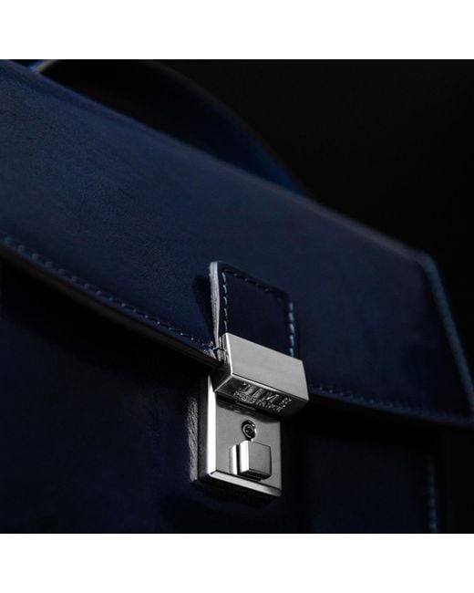 Time Resistance Blue Small Leather Briefcase for men