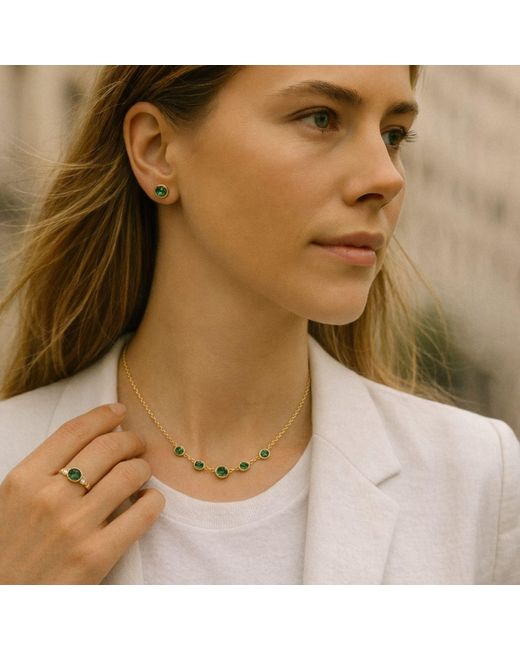 Lily Flo Jewellery Metallic Emerald Five Station Necklace