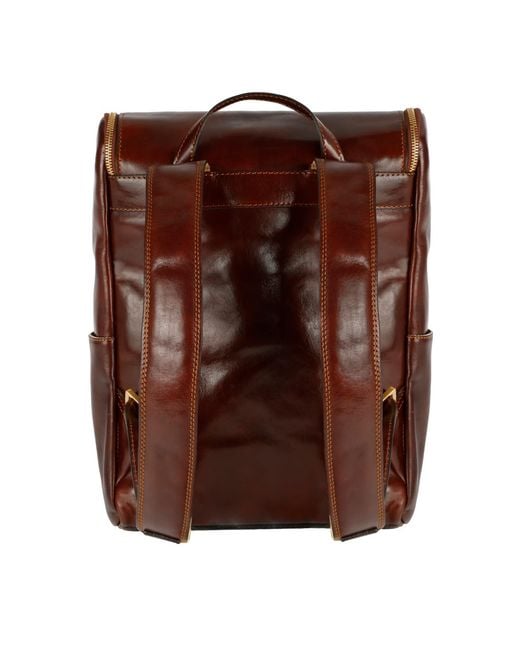 Time Resistance Brown Large Leather Backpack for men