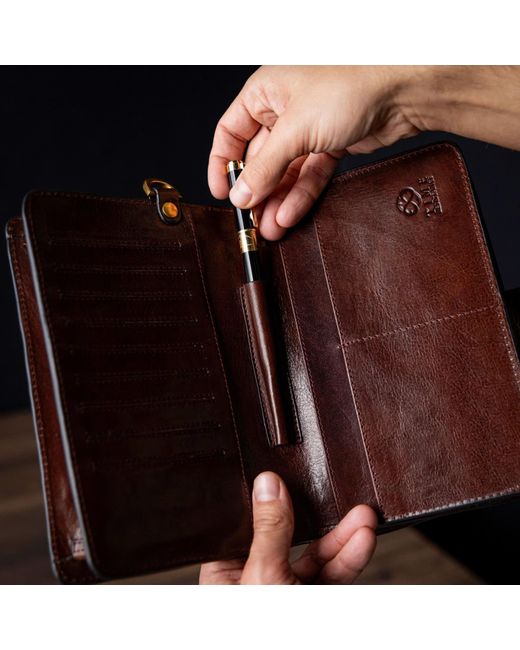 Time Resistance Brown Leather Clutch Purse for men