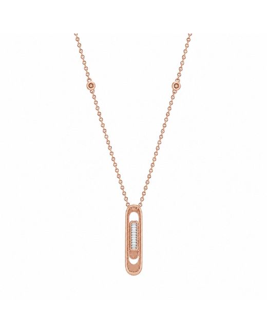 Artisan Metallic Rose 18K Rose Diamond Paperclip Pendant Necklace