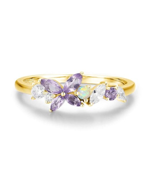 Azura Jewelry New York Metallic Monarch Butterfly Amethyst Opal Ring Vermeil
