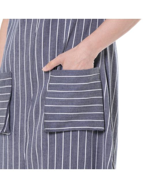 Metamorph Blue Midi Striped Denim Dress