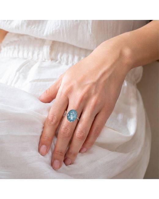 Kate Koel Blue Statement Larimar Oval Cocktail Ring