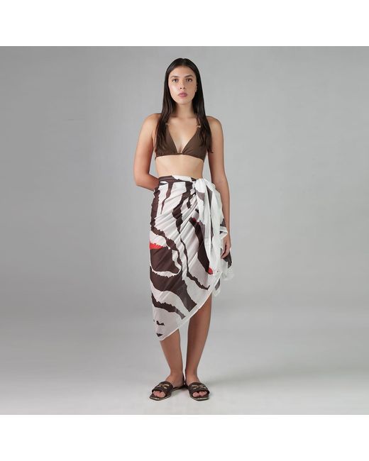 DHARA SHETH DUBAI Multicolor Into The Wild Zebra Print Resort Halter-Style Sarong