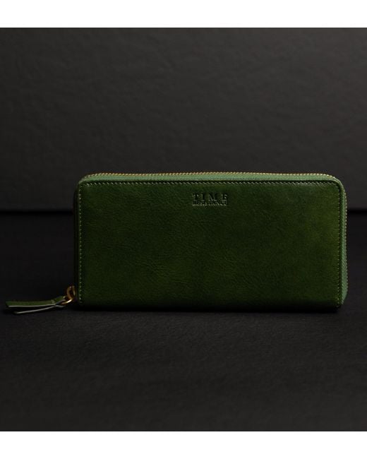 Time Resistance Green Leather Continental Wallet