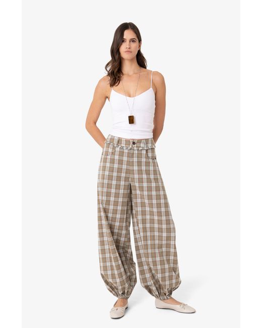 Amy Lynn Brown Esme Check Cotton Balloon Trousers