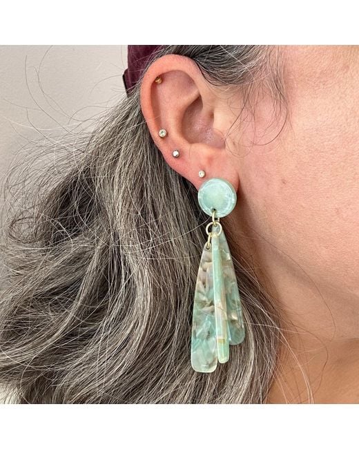 CLOSET REHAB Green Petal Drop Earrings In Mint To Be