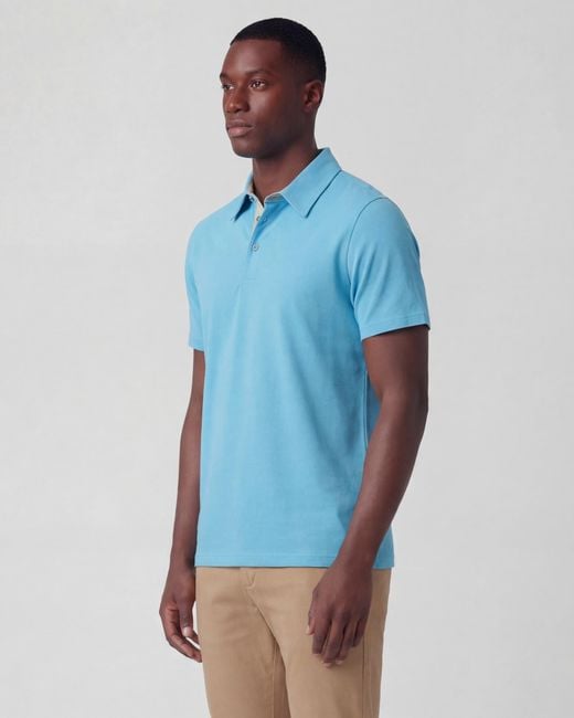 Lords of Harlech Blue Pietro Knit Polo for men