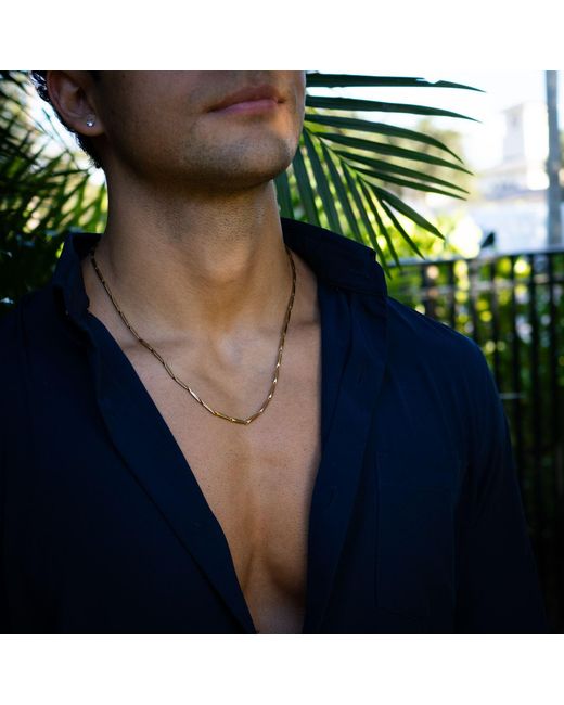 Ebru Jewelry Metallic Golden Strength Chain Necklace for men
