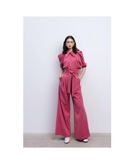 Julia Allert Pink Designer Puff Sleeve Blouse –