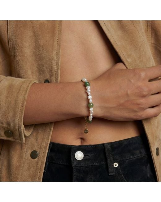 seree Isabelle Pearl And Green Jade Bracelet