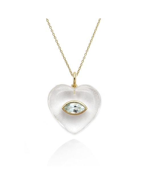 Hye Jane Jewelry Metallic Amie Clear Quartz Marquis Heart Pendant