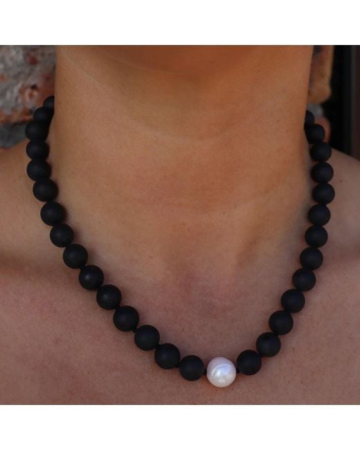 FV Jewellery Blue Onyx, Pearl & Fob Necklace